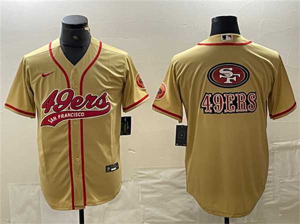 Men's San Francisco 49ers Gold Team Big Logo With Patch Cool Base Stitched Baseball Jersey,We sell and wholesale Men's San Francisco 49ers Gold Team Big Logo With Patch Cool Base Stitched Baseball Jersey on line form chian!
